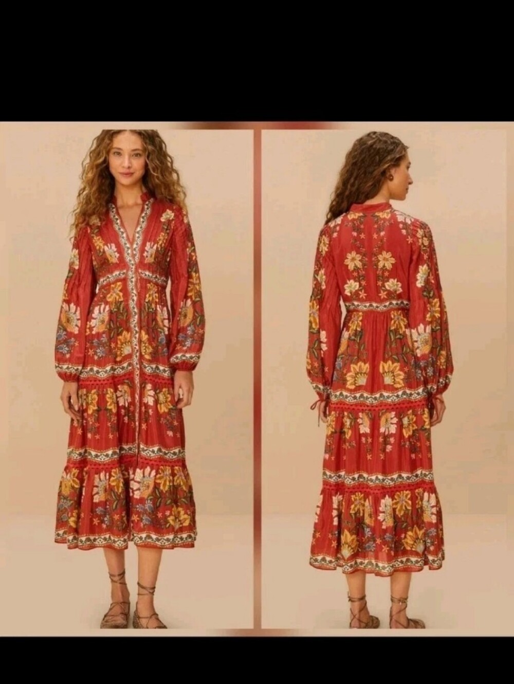 Farm Rio Red Garden Delight Mididress